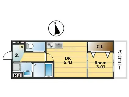 アンビエンス我孫子(1DK/3階)の間取り写真