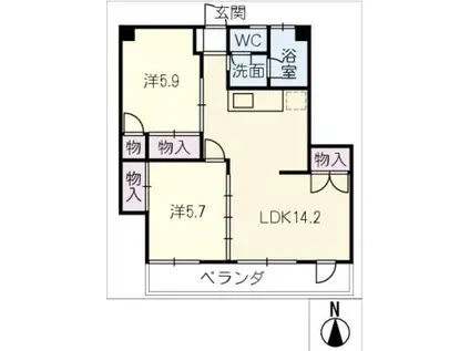 AVION岐阜(2LDK/1階)の間取り写真