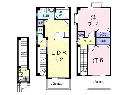 グレイスハイランドB(2LDK/2階)の間取り写真