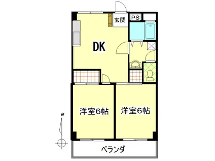中野マンション(2DK/3階)の間取り写真