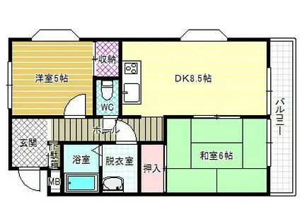 新栄プロパティー島泉(2DK/3階)の間取り写真