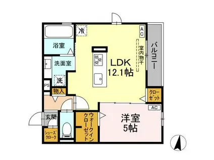 Uリッチトリシア(1LDK/1階)の間取り写真