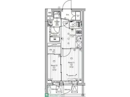 PREMIUM CUBE 世田谷(2K/3階)の間取り写真