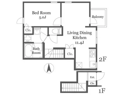 STELLA駒沢(1LDK/1階)の間取り写真
