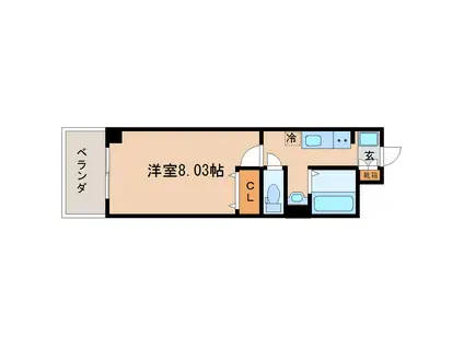 アスコット木ノ下(1K/2階)の間取り写真