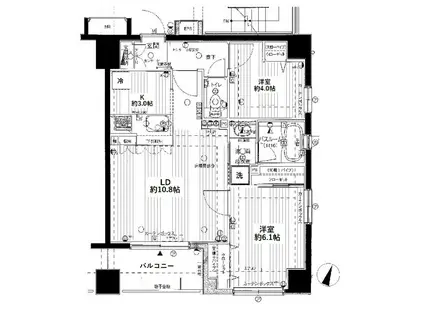 グリーンパーク日本橋三越前アペゼ(2LDK/2階)の間取り写真