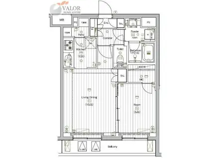 THE プレミアムキューブG大崎(1K/4階)の間取り写真
