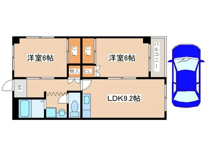 YCCエステート姫路(2LDK/2階)の間取り写真