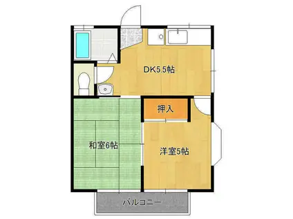 第1グリーンハイツ(2DK/2階)の間取り写真