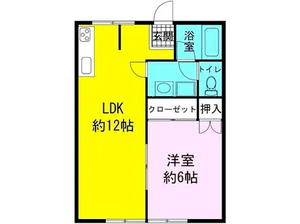 シティハイム白砂 B(1LDK/1階)の間取り写真