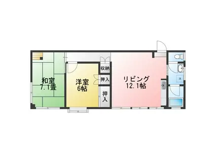 美浜ビル(2LDK/2階)の間取り写真