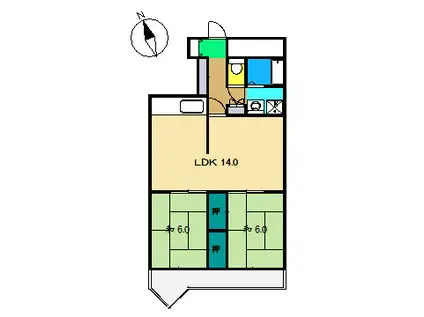 パインリーフ高知(2LDK/6階)の間取り写真