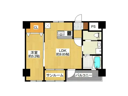 リラス吉塚通(1LDK/2階)の間取り写真