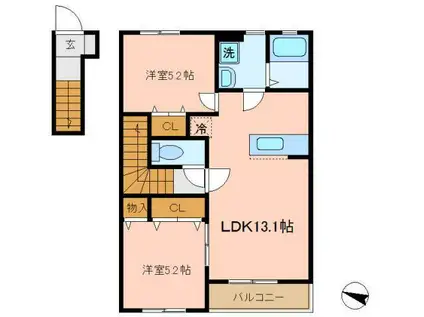 サンセリテ(2LDK/2階)の間取り写真