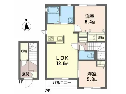シャーメゾン千日町(2LDK/2階)の間取り写真