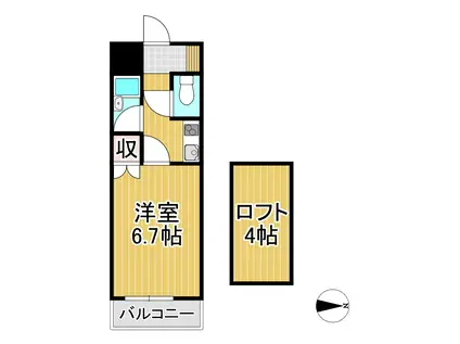 プライマリー久留米大南(ワンルーム/2階)の間取り写真