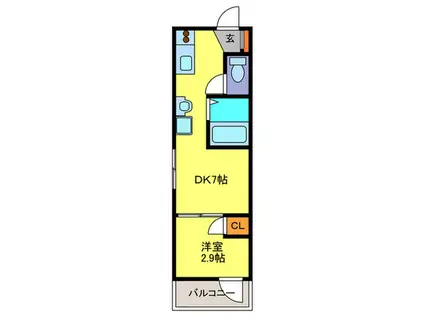 アフロディーテ別府(1DK/2階)の間取り写真