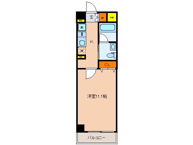 プラティーク清澄白河(1K/2階)の間取り写真