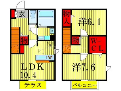 カトレア(2LDK/1階)の間取り写真