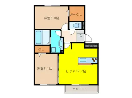 マルベルN(2LDK/1階)の間取り写真