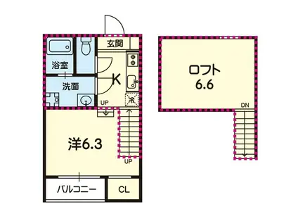 ステラ大津ウエスト(1K/2階)の間取り写真