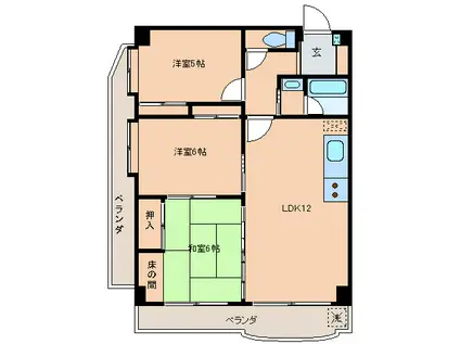 第3三洋ビル(2LDK/2階)の間取り写真