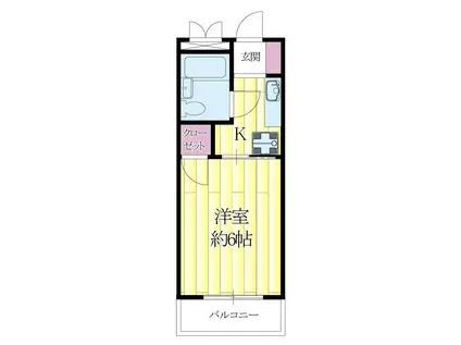 スカイブルー(1K/3階)の間取り写真