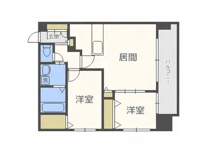 モルティーニ西線通(2LDK/5階)の間取り写真