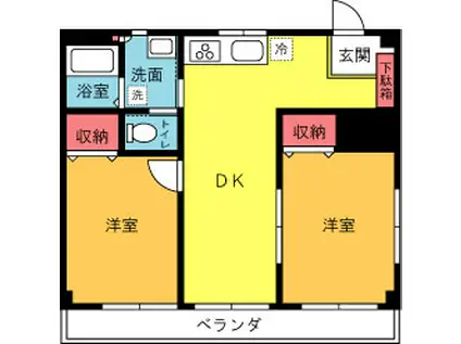 ヤサカマンション(2DK/1階)の間取り写真