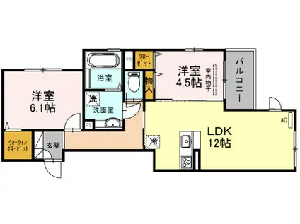 エル ビエントII(2LDK/2階)の間取り写真