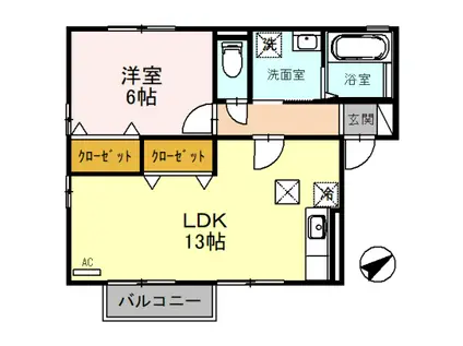 サニーコート杉本D(1LDK/1階)の間取り写真