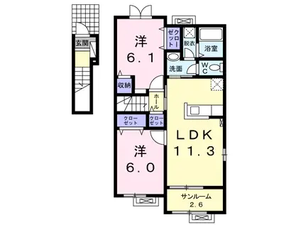 アルページュ(2LDK/2階)の間取り写真