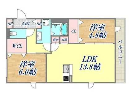 カーサイマキタ・ステラ(2LDK/2階)の間取り写真