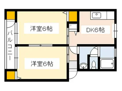 サンハイツ温品(2DK/1階)の間取り写真