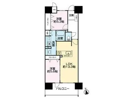 アルファステイツ大手通(2LDK/10階)の間取り写真