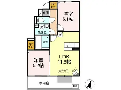 メール ママン(2LDK/1階)の間取り写真