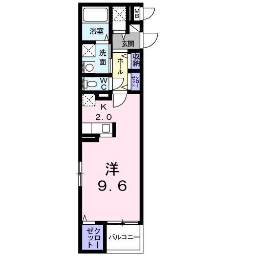 ベルソーラ(ワンルーム/2階)の間取り写真