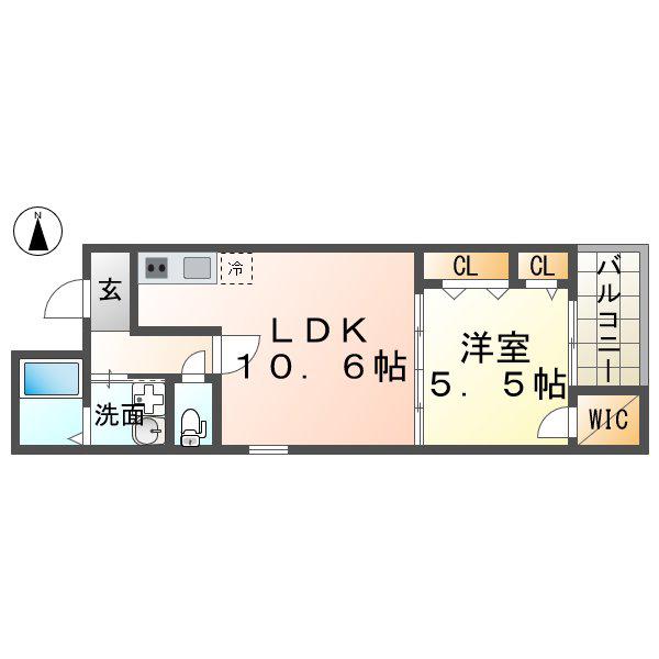 SUNMOON 武庫之荘II番館(1LDK/3階)の間取り写真