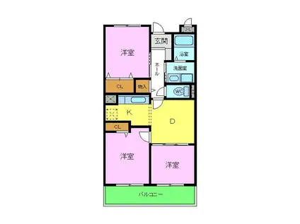 ルミエール・ド・ソレイユ(3DK/1階)の間取り写真