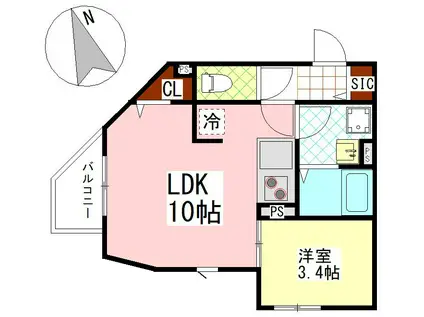 アマンド浅草(1LDK/2階)の間取り写真