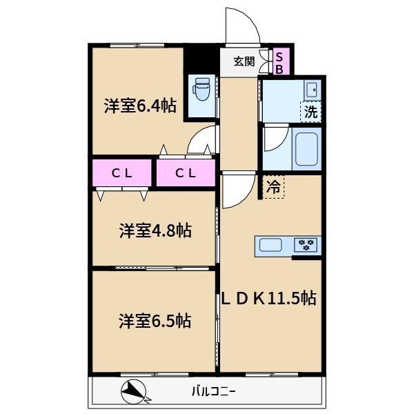 ステラテラス(3DK/9階)の間取り写真