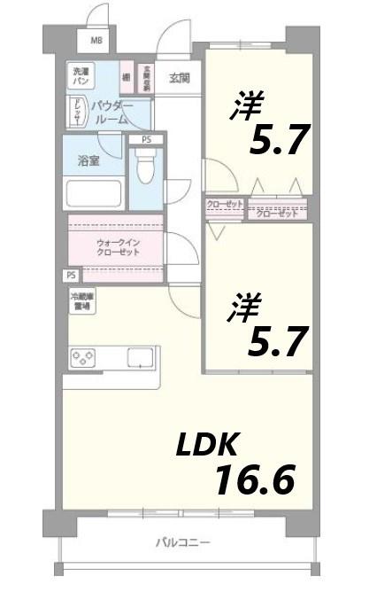 ブラン ジュール(2LDK/3階)の間取り写真