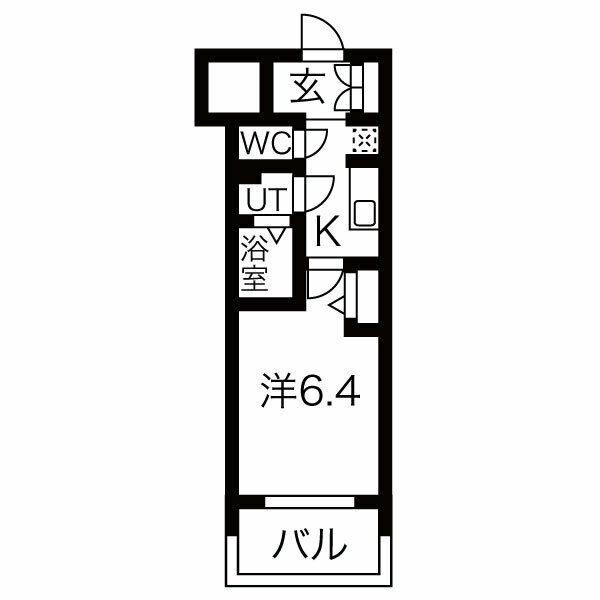 メイクス鶴舞II(1K/9階)の間取り写真