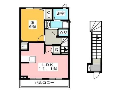ダンデライオン ヒル(1LDK/2階)の間取り写真