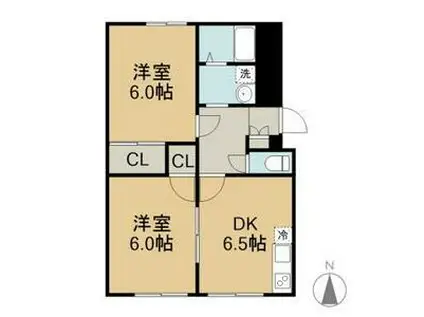 サンソーブル K(2DK/1階)の間取り写真