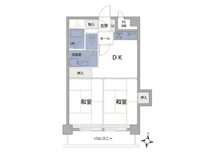 OHREM新高円寺(2DK/2階)の間取り写真