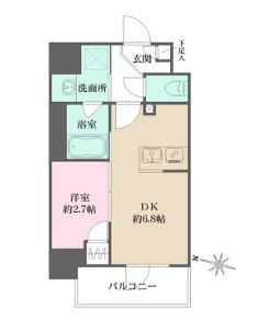 プライムアーバン菊川(1DK/7階)の間取り写真