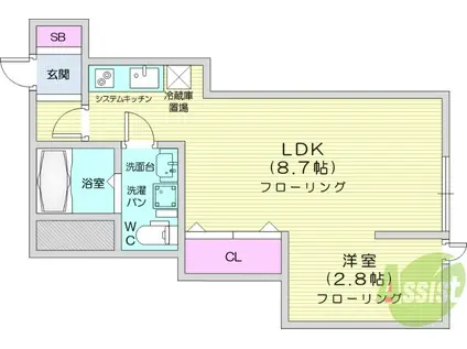 メリディアン白鳥(1LDK/1階)の間取り写真