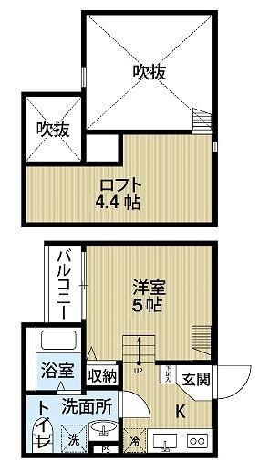 CASA DEL CANARIO諏訪ノ森(1K/2階)の間取り写真