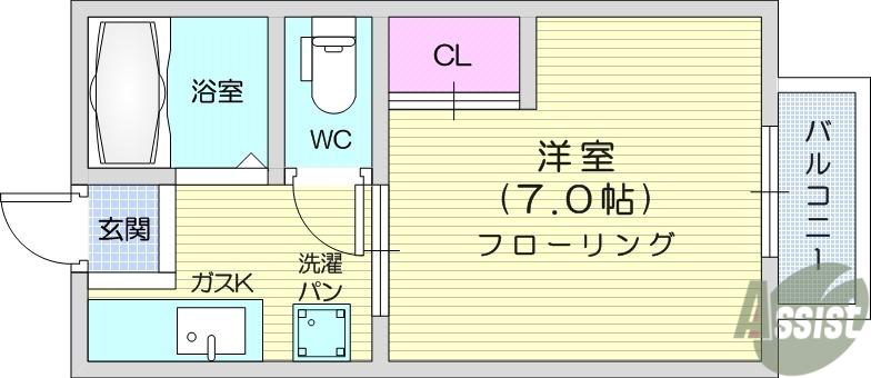 イン上杉(1K/1階)の間取り写真